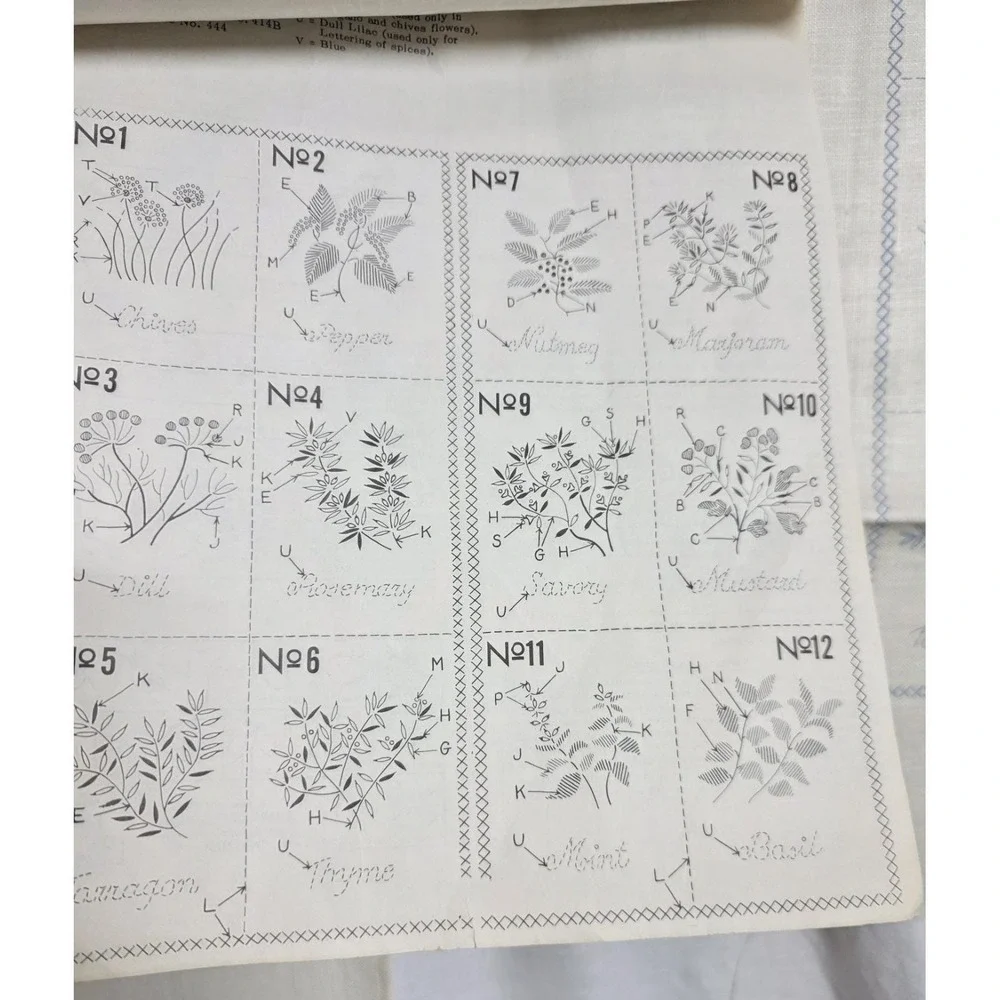 Vintage Paragon Spice Chart Embroidery Kitchen Towels Kit 0352 100% Linen